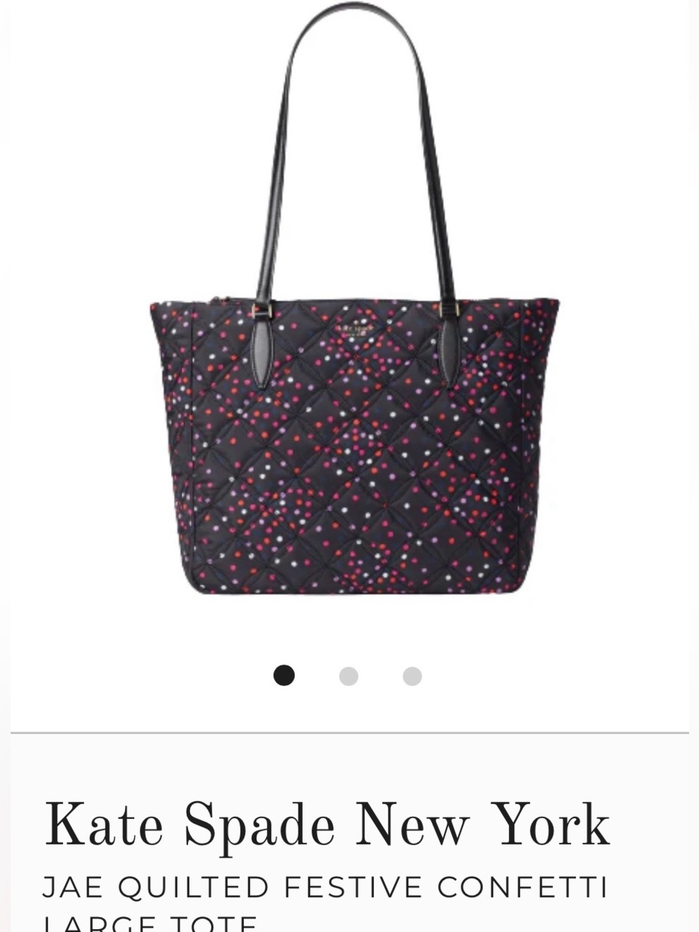 Kate Spade Quilted Confetti Large Tote Bag